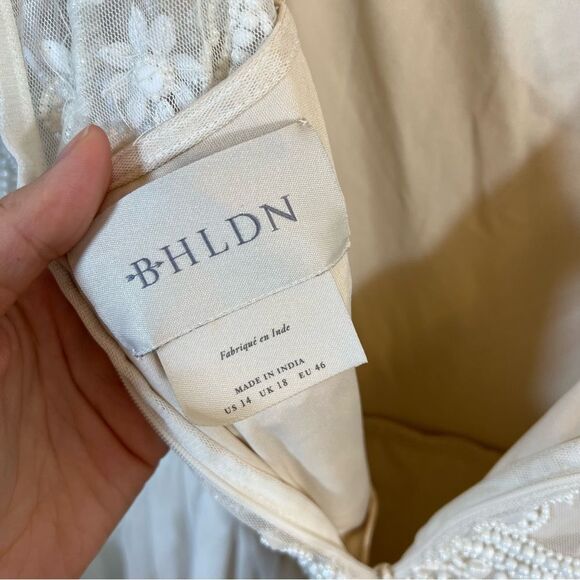 BHLDN Anthropologie Sinclair Beaded Long Sleeve Wedding Dress 14 - Picture 15 of 16